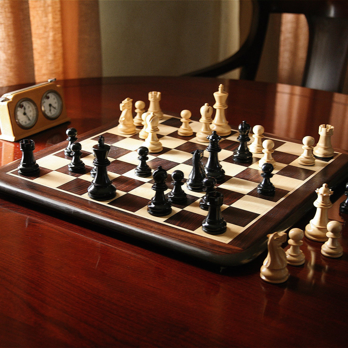 WE Games Chess Set Wood Travel 11.5 Walnut Folding Board Staunton Style