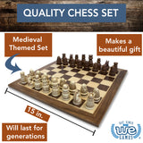 Medieval Chess Set – Polystone Pieces with a Wooden Board 15 in.