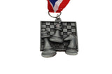 Square Chess Medals - with neck ribbon - Gold, Silver, and Bronze