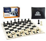 We Games Compact Tournament Chess Set in Assorted Colors with Silicone Chess Board & Plastic Tournament Pieces with 3.75 in. King, 20 Inch Board - American Chess Equipment