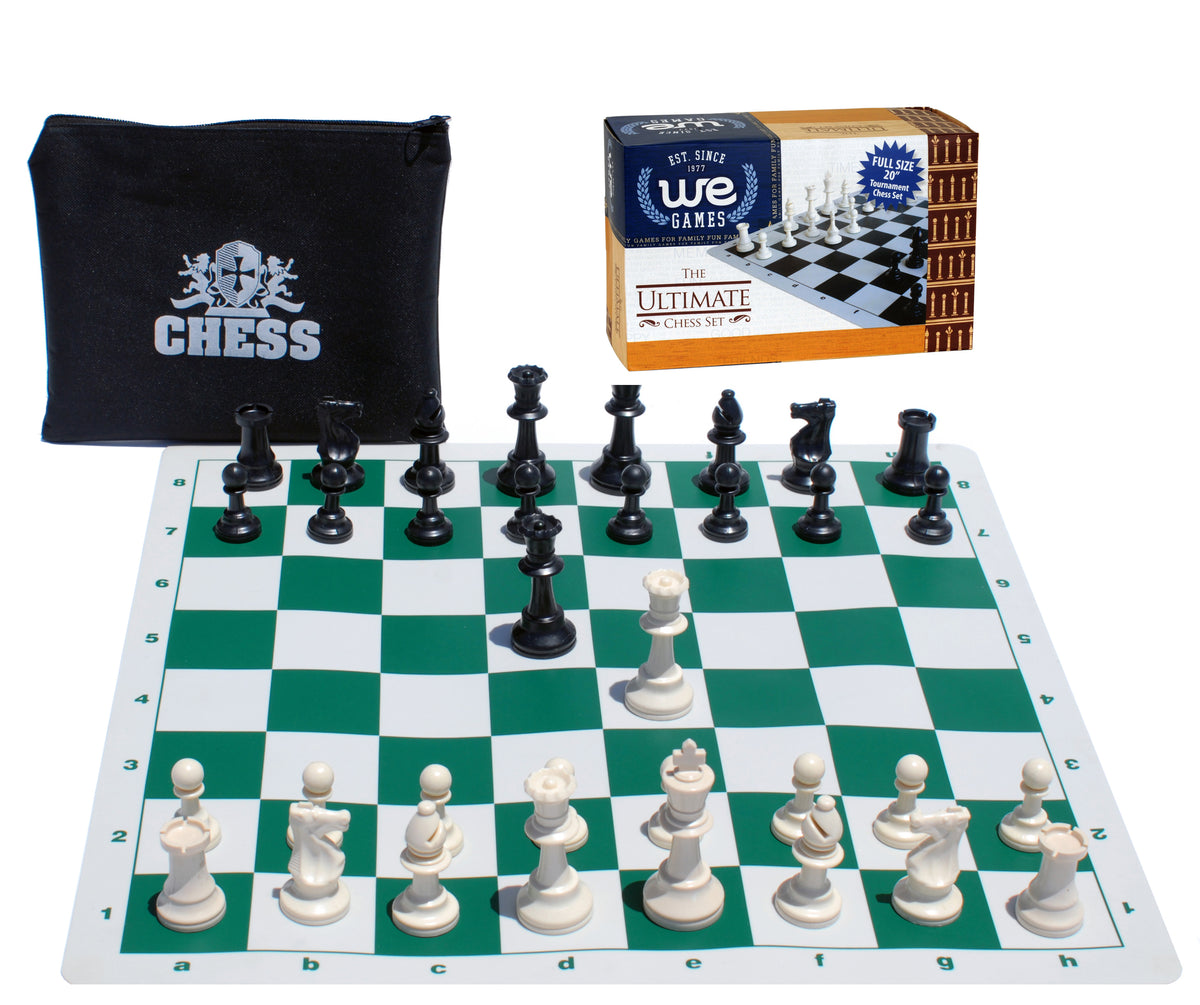 WE Games Best Value Tournament Chess Set, Green Board, Pieces, Bag,  Instructions 787551355901