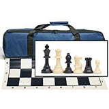 WE Games Complete Tournament Chess Set – Plastic Chess Pieces with Green Roll-up Chess Board and Travel Canvas Bag - American Chess Equipment