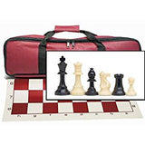 WE Games Complete Tournament Chess Set – Plastic Chess Pieces with Green Roll-up Chess Board and Travel Canvas Bag - American Chess Equipment