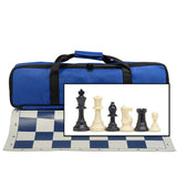WE Games Complete Tournament Chess Set – Plastic Chess Pieces with Green Roll-up Chess Board and Travel Canvas Bag - American Chess Equipment
