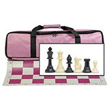 WE Games Complete Tournament Chess Set – Plastic Chess Pieces with Green Roll-up Chess Board and Travel Canvas Bag - American Chess Equipment