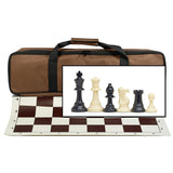 WE Games Complete Tournament Chess Set – Plastic Chess Pieces with Green Roll-up Chess Board and Travel Canvas Bag - American Chess Equipment