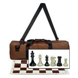 WE Games Ultimate Tournament Chess Set in Assorted Colors with Vinyl Chess Mat, Canvas Bag & Super Triple Weighted Chessmen with 4" King - American Chess Equipment