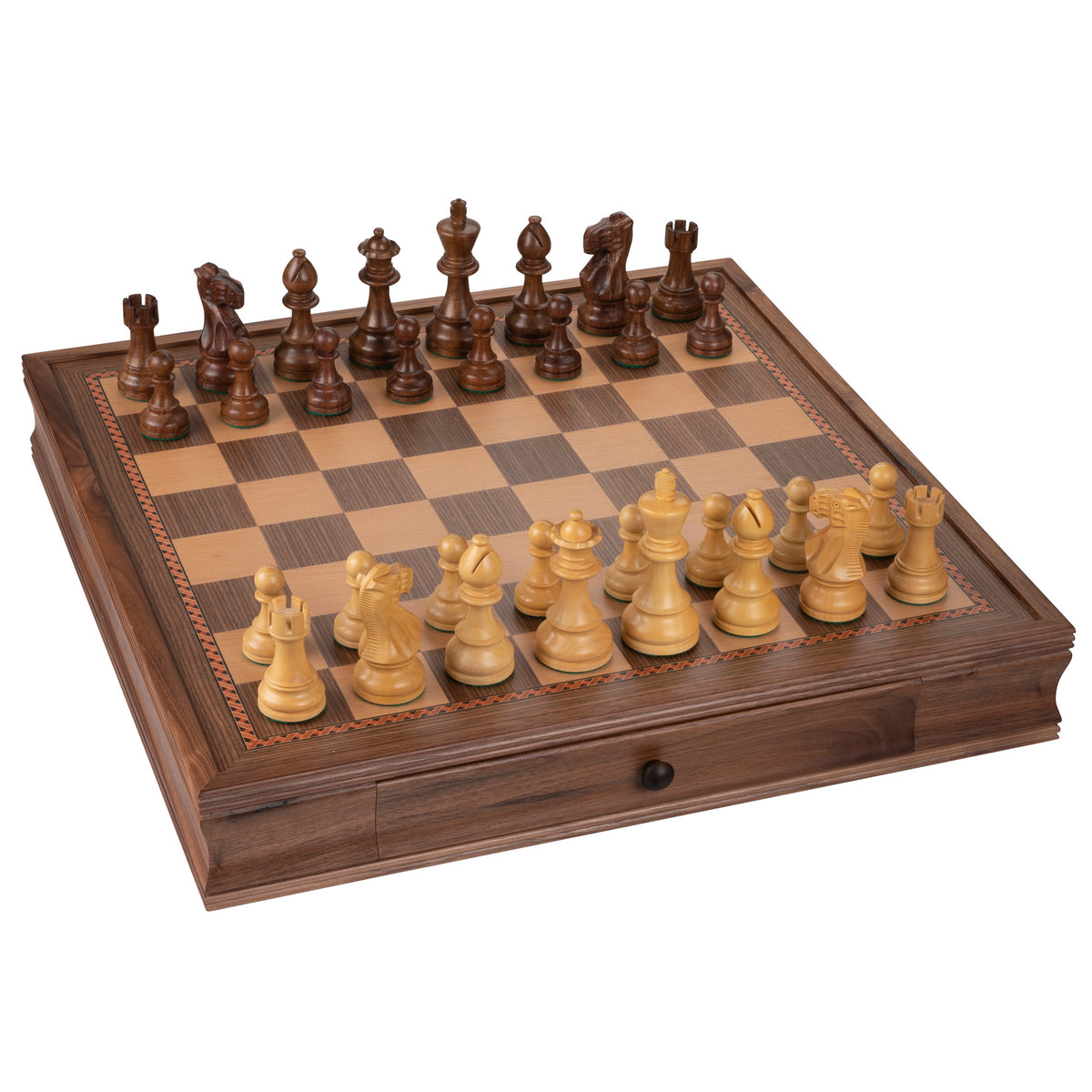 Deluxe Chess Board with Storage Drawers - Camphor Wood 19 in.