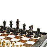 Grand English Style Chess Set with Storage Drawers – Pieces are Tournament Sized and Hand Carved with Black Stained Wood Board 19 in. - American Chess Equipment