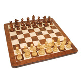 Grand English Style Chess Set – Weighted Pieces & Walnut Root Wood Board 19 in. - American Chess Equipment