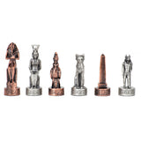 Egyptian Chess Set – Pewter Pieces & Walnut Root Board 16 in. - American Chess Equipment