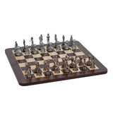 Golf Chess Set – Pewter Pieces & Walnut Root Board 16 in. - American Chess Equipment