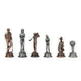 Golf Chess Set – Pewter Pieces & Walnut Root Board 16 in. - American Chess Equipment