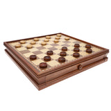 WE Games Wood French Staunton Chess & Checkers Set with 15 in. Board & Weighted Pieces - 3 in. King