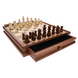 WE Games Wood French Staunton Chess & Checkers Set with 15 in. Board & Weighted Pieces - 3 in. King