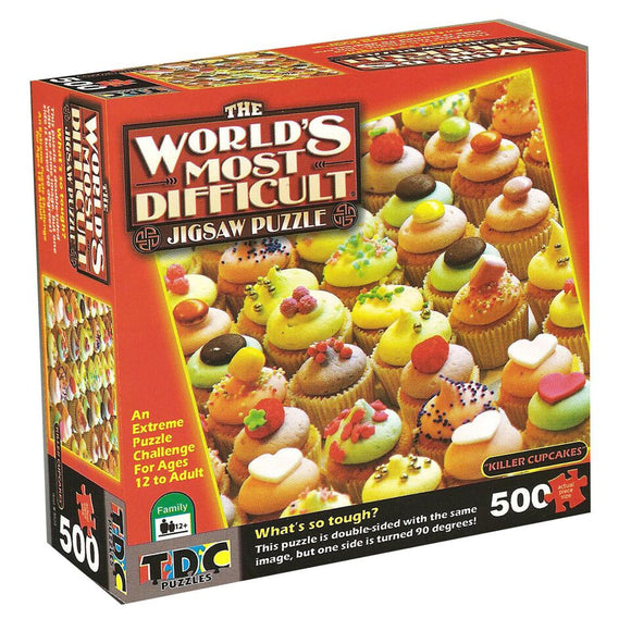 The World’s Most Difficult Jigsaw Puzzle – Killer Cupcakes, Double Sided – 500 pieces - American Chess Equipment