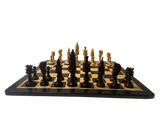 5" Rosewood Lotus Design Chess Set in a teakwood presentation box - Item #68