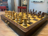 21" Rosewood Pedestal Chess Board with 2.25" squares and 4" King - Item #46