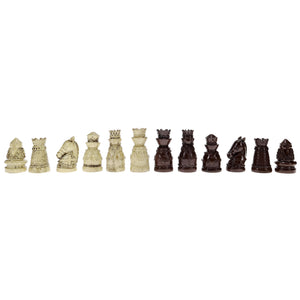 Medieval Chess Set – Polystone Pieces with a Wooden Board 15 in.