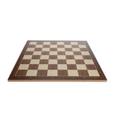 Walnut and Sycamore Wooden Chess Board with Algebraic Notation - 19.75 in. - American Chess Equipment