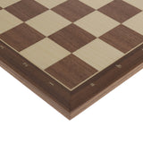 Walnut and Sycamore Wooden Chess Board with Algebraic Notation - 19.75 in. - American Chess Equipment