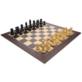 Bobby Fischer Ultimate Chess Set - Luxury Black Stained Pieces with Wenge Wood Board w/ Beveled Edge, 21 inch