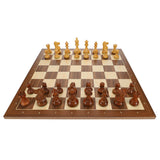 WE Games Weighted English Staunton Chess Set, Walnut Sycamore Board 19.75 in., 3.5 in. King - American Chess Equipment