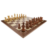 WE Games Weighted English Staunton Chess Set, Walnut Sycamore Board 19.75 in., 3.5 in. King - American Chess Equipment