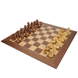 Bobby Fischer Ultimate Chess Set - Luxury Acacia Pieces with Walnut Wood Board w/ Beveled Edge, 21 inch
