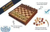 WE Games Medieval Chess & Checkers Game Set - Wood Board with Storage Drawers 15 in. - American Chess Equipment