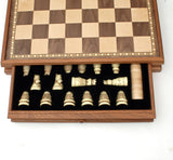 WE Games Medieval Chess & Checkers Game Set - Wood Board with Storage Drawers 15 in. - American Chess Equipment