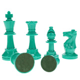 WE Games Color Bright Plastic Staunton Tournament Chess Pieces with 3.75 in. King - Half Chess Set of Chess Pieces Only, Teal - American Chess Equipment