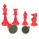 WE Games Color Bright Plastic Staunton Tournament Chess Pieces with 3.75 in. King - Half Chess Set of Chess Pieces Only, Red - American Chess Equipment