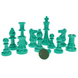 WE Games Color Bright Plastic Staunton Tournament Chess Pieces with 3.75 in. King - Half Chess Set of Chess Pieces Only, Teal - American Chess Equipment
