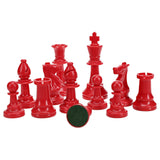 WE Games Color Bright Plastic Staunton Tournament Chess Pieces with 3.75 in. King - Half Chess Set of Chess Pieces Only, Red - American Chess Equipment