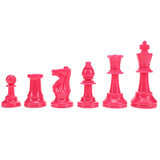 WE Games Color Bright Plastic Staunton Tournament Chess Pieces with 3.75 in. King - Half Chess Set of Chess Pieces Only, Pink - American Chess Equipment