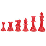 WE Games Color Bright Plastic Staunton Tournament Chess Pieces with 3.75 in. King - Half Chess Set of Chess Pieces Only, Red - American Chess Equipment