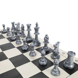 WE Games Color Bright Plastic Staunton Tournament Chess Pieces with 3.75 in. King - Half Chess Set of Chess Pieces Only, Silver - American Chess Equipment