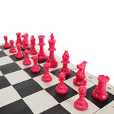 WE Games Color Bright Plastic Staunton Tournament Chess Pieces with 3.75 in. King - Half Chess Set of Chess Pieces Only, Pink - American Chess Equipment