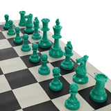 WE Games Color Bright Plastic Staunton Tournament Chess Pieces with 3.75 in. King - Half Chess Set of Chess Pieces Only, Teal - American Chess Equipment