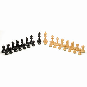 Classic Staunton Chessmen – Weighted & Handpolished Black Stained Wood with 3 in. King - American Chess Equipment