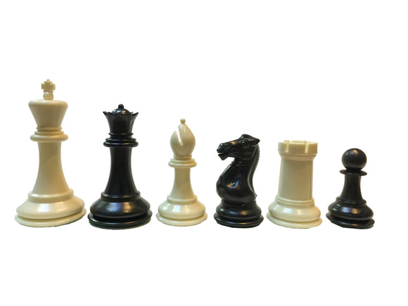 WE Games Triple Weight Tournament Staunton Chessmen - Black & Cream Plastic Set with 3.75 Inch King - American Chess Equipment