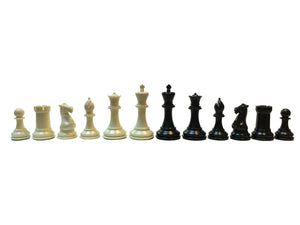 WE Games Triple Weight Tournament Staunton Chessmen - Black & Cream Plastic Set with 3.75 Inch King - American Chess Equipment