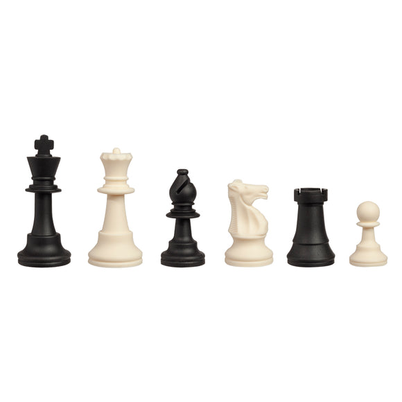 WE Games Silicone Staunton Tournament Chess Pieces - Black and Cream, 3.75 inch King - American Chess Equipment