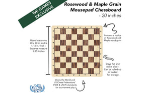 WE Games Wenge with Rosewood & Light Wood Mousepad Chessboard, 20 inches –  made in USA