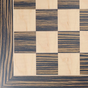 Deluxe Chess Board – Zebra & Natural Wood - Available in 15, 19, and 21 inches