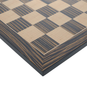 Deluxe Chess Board – Zebra & Natural Wood - Available in 15, 19, and 21 inches