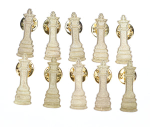 Gold Chenile Chess Pins - King - Queen - Bishop - Knight - Pawn  PACK of 10