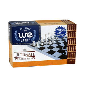 We Games Compact Tournament Chess Set in Assorted Colors with Silicone Chess Board & Plastic Tournament Pieces with 3.75 in. King, 20 Inch Board - American Chess Equipment
