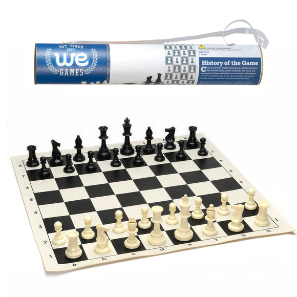 WE Games Roll-up Travel Chess Set in Carry Tube with Shoulder